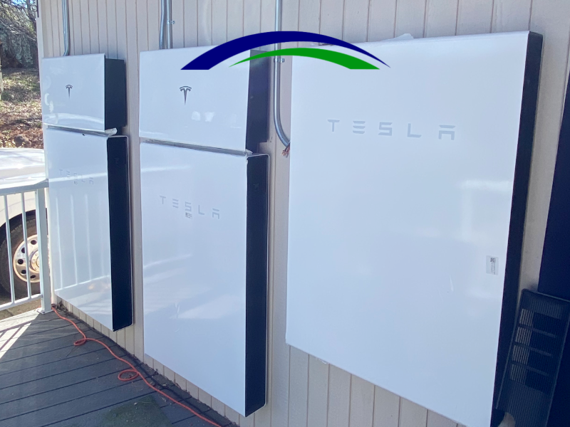 Two Tesla Powerwall+ batteries with a Tesla Powerwall 2. 